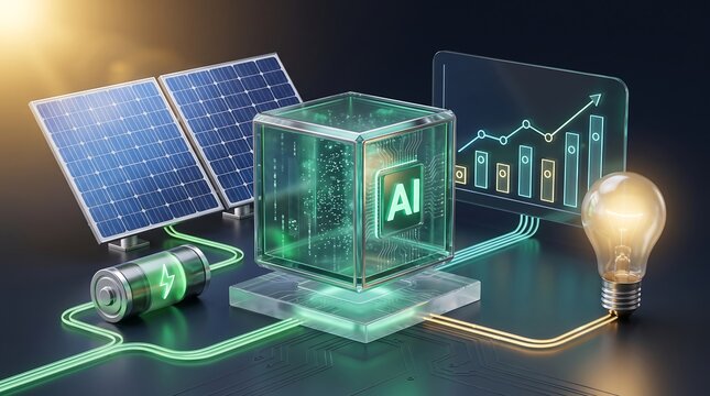 Artificial Intelligence Optimizing Renewable Energy Solar Power And Battery Storage