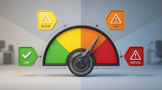 Dashboard Performance Meter Showing Critical High Risk Level For Business Strategy