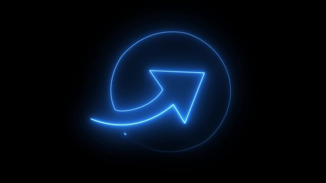 Glowing share icon with circle on black background export icon upload icon animation.