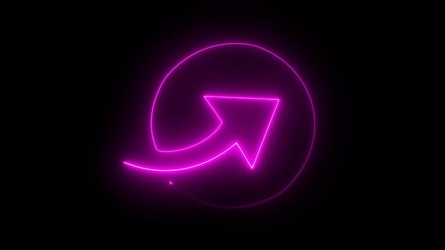 Glowing share icon with circle on black background export icon upload icon animation.