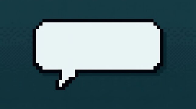 Retro Pixel Art Speech Bubble Blank Digital Communication Icon 8-bit style rounded rectangular message box with dark pixelated border for customized text or chat concept speech bubble pixel outline
