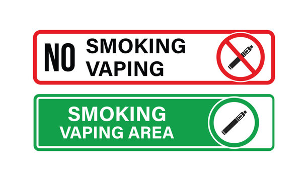 No smoking and vaping versus smoking and vaping area signs vector