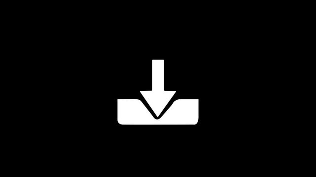 Download arrow icon symbol for upload and download animation on black background. Animated download button icon 4k motion video,