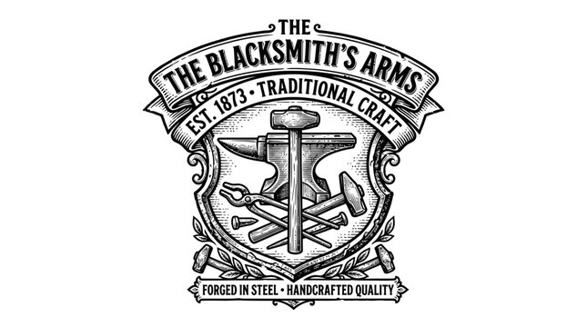 Traditional Blacksmith's Arms coat of arms emblem.