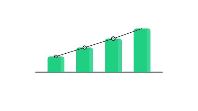 Animated bar chart changing color from red to green to signify success