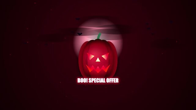 Halloween pumpkin lantern with boo special offer text