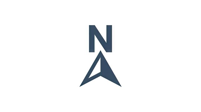 Abstract blue letter N navigation icon.