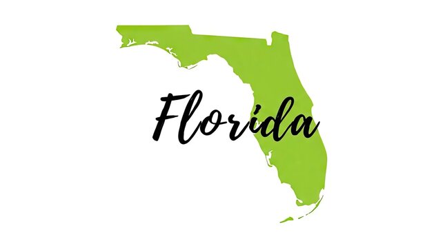 Florida state map with green silhouette.