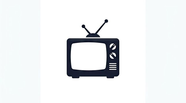 Retro television set black icon on white background.