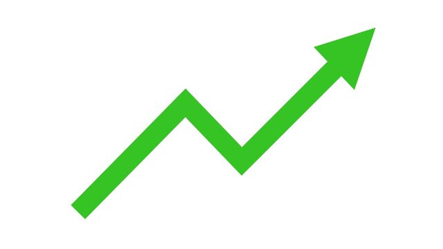 Green arrow pointing up grow business financial profit graph 4k animation.