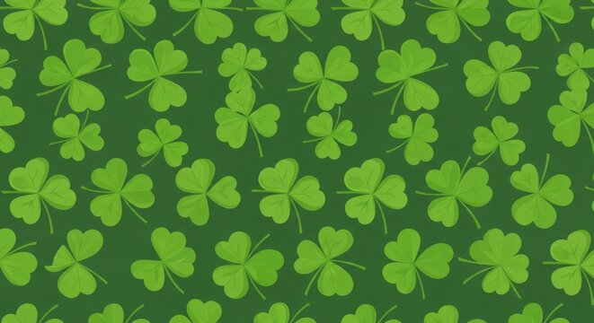 Seamless pattern with green clover leaves wallpaper background