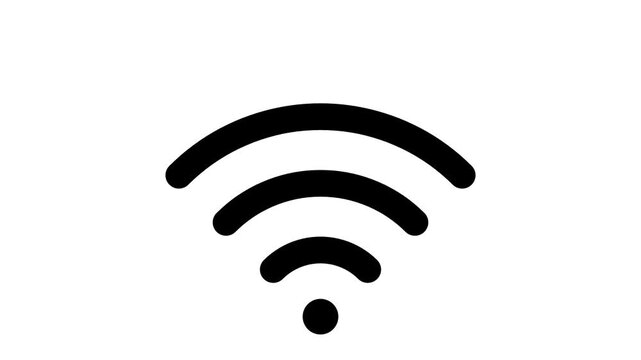 Black Wi-Fi icon on white background.