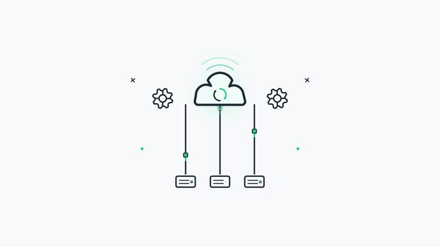 Cloud Computing Network Optimization and Data Synchronization Animation