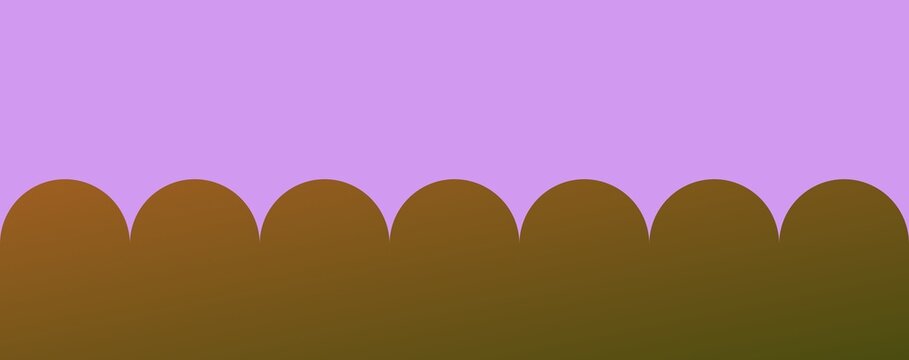 A simple abstract background featuring a row of brown semi circles against a light purple backdrop
