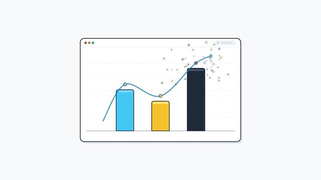 Digital Bar Chart Animation Illustrating Business Data Growth