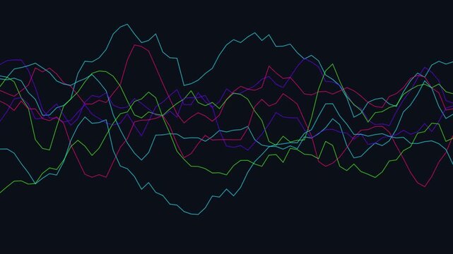 seamless abstract visual background featuring glowing topographic neon noise waves with a vivid cyberpunk color aesthetic. Ideal for VJ loops, video editing, presentations, technological overlays