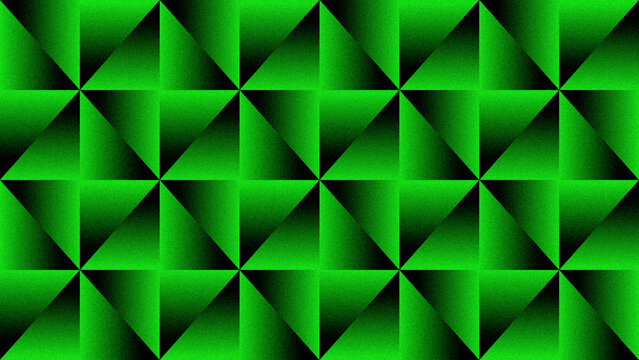 Green triangle and square shape Pattern Seamless Tile Design with Grain Texture wallpaper design. 3D Diamond Tile Background in Neon Green with Grainy Noise Effect