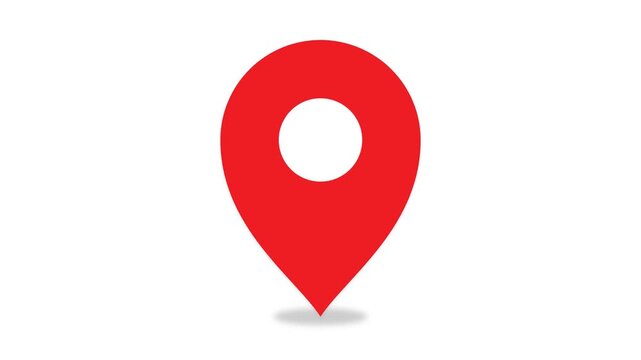 Red map pin location icon isolated on white background