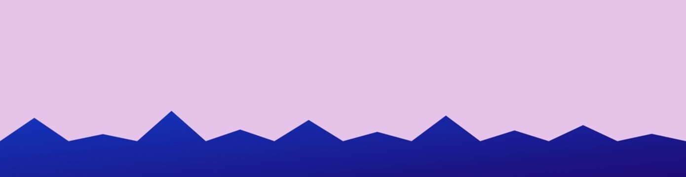 Minimalist graphic illustration featuring a stylized dark blue mountain range silhouette against a soft light pink background