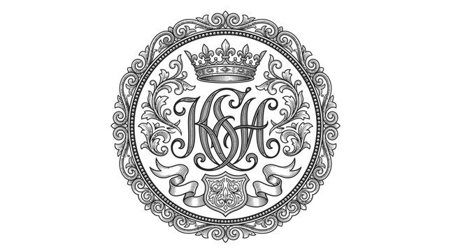 Royal monogram seal with crown and letters.