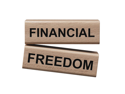 Financial freedom symbol. Magnifying glass with words Financial freedom.Business and Financial freedom concept. Copy space.Supports PNG files with transparent backgrounds.