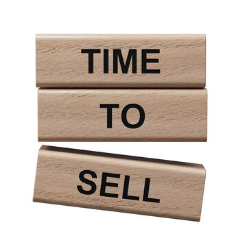 Time to Sell symbol. Concept words Time to Sell on wooden blocks. Business and Time to Sell concept. wooden blocks. Copy space.Supports PNG files with transparent backgrounds.
