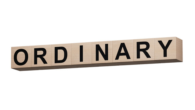 The hand puts a wooden cubes with sign ordinary. The word is written on wooden cubes.close up of wooden cubes,Business Concept.Supports PNG files with transparent backgrounds.