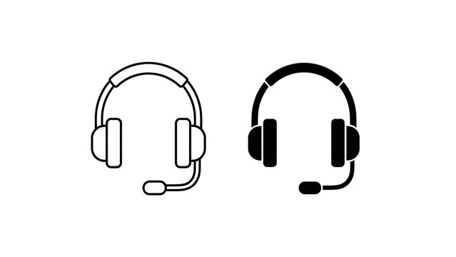 Woman and Female Figure Silhouettes with Black Microphone, Headphones, Music and Audio Vector Illustration for Entertainment, DJ, Sound, Listening and Technology Design