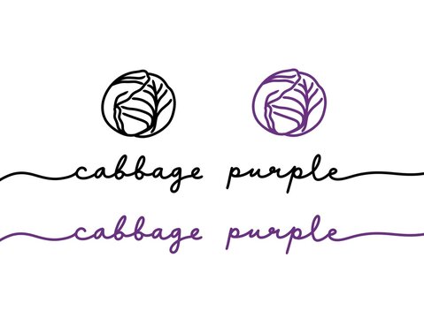 Elegant Purple Cabbage Logo Design with Hand-drawn Style