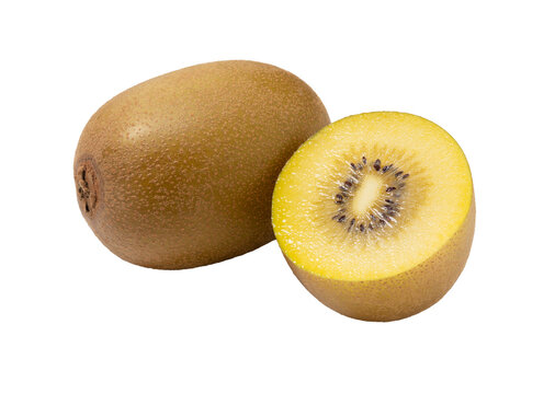 Golden kiwis on a white background