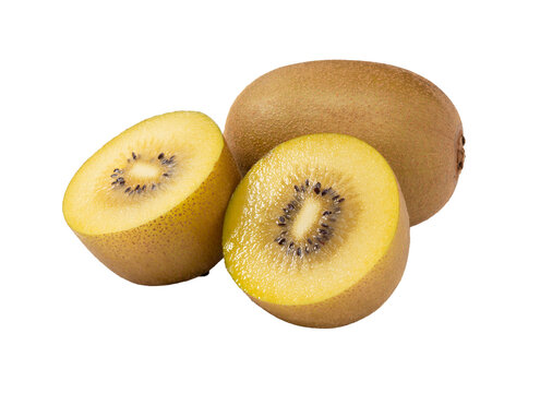 Golden kiwis on a white background