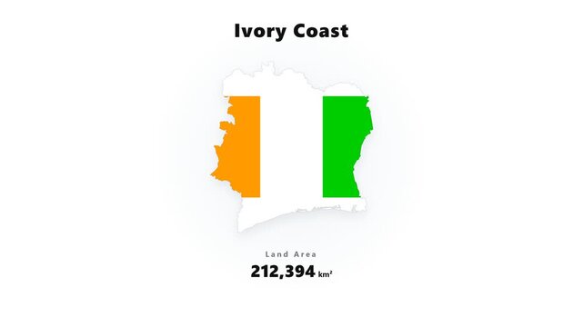 Map And National Flag Of Ivory Coast (C&ocirc;te d'ivoire), With A Land Area Data.