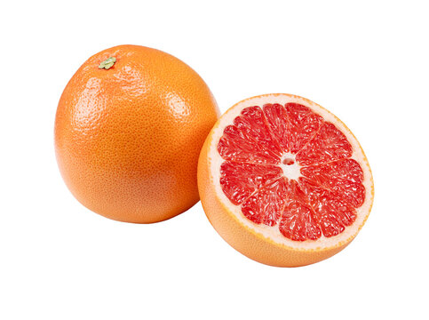 Grapefruit placed against a white background.