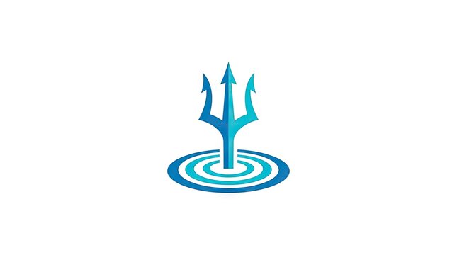 Blue trident sea wave logo