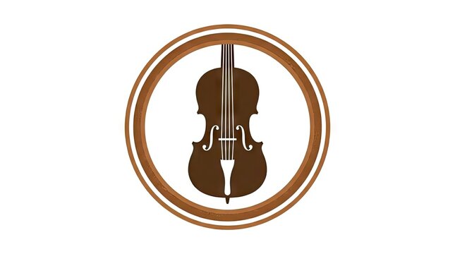 Cello silhouette in a circular frame logo.