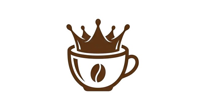 Coffee cup logo featuring a crown and bean icon.
