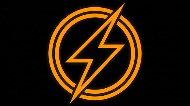 Orange lightning bolt icon in circle on black background