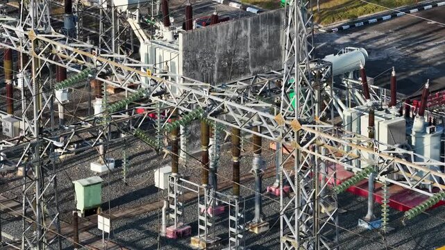High voltage electrical substation distributing energy to the local grid in South Kalimantan