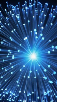 Abstract Blue Fiber Optic Sphere Glowing Generative AI