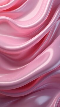 Flowing Glossy Pink Silk Waves Generative AI