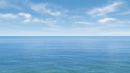 Fototapeta premium Expansive Blue Ocean Under Clear Sky with Gentle Waves and Soft Clouds on the Horizon