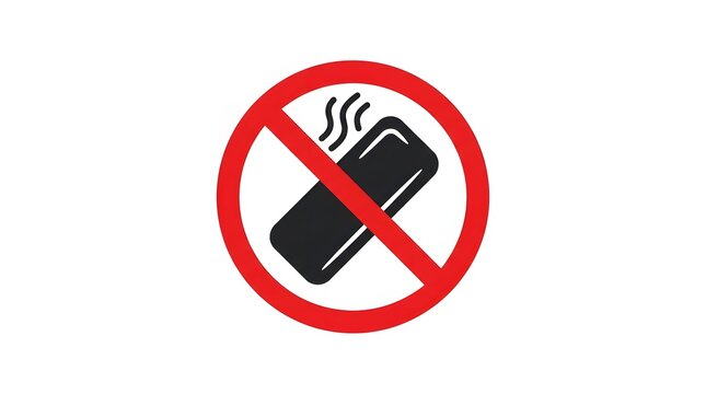 No Vaping Prohibition Sign Vector Icon with Electronic Cigarette Device