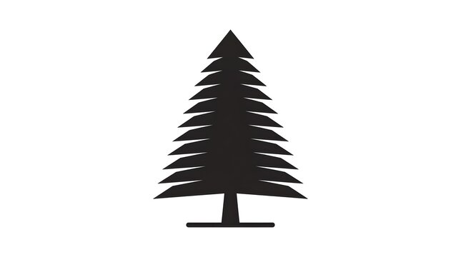 Detailed evergreen conifer tree silhouette with tiered branches and straight trunk