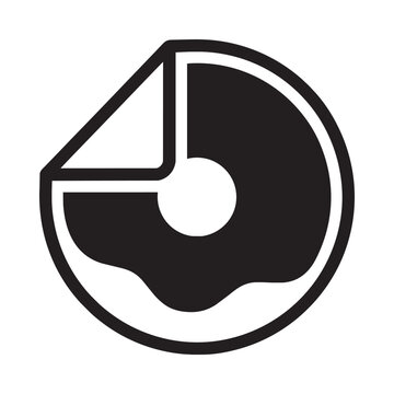 Black and white vector icon of a glazed donut peel-off sticker
