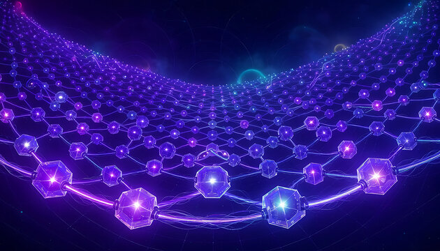 Futuristic Glowing Quantum Neural Network Mesh Generative AI