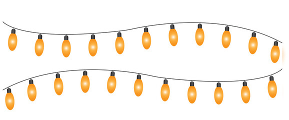 Hanging Orange String Lights Vector Garland © Jamal Studio