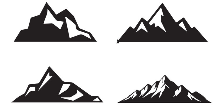 Mountain peak landscape silhouette vector icon set, nature adventure framing element vector illustrator eps10