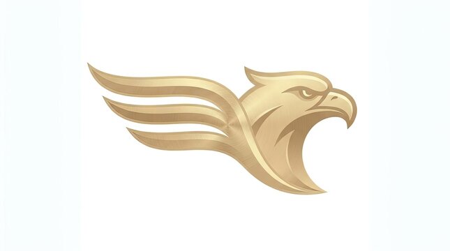 Abstract golden eagle head with wing logo icon.