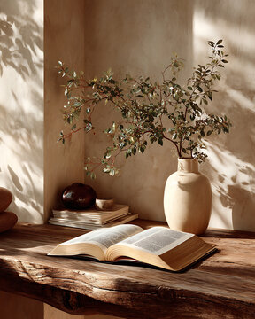 still life with bible and candle
