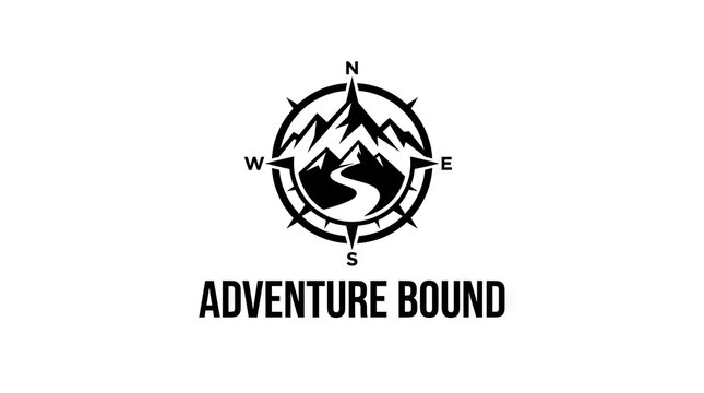 Adventure bound compass mountain logo design.